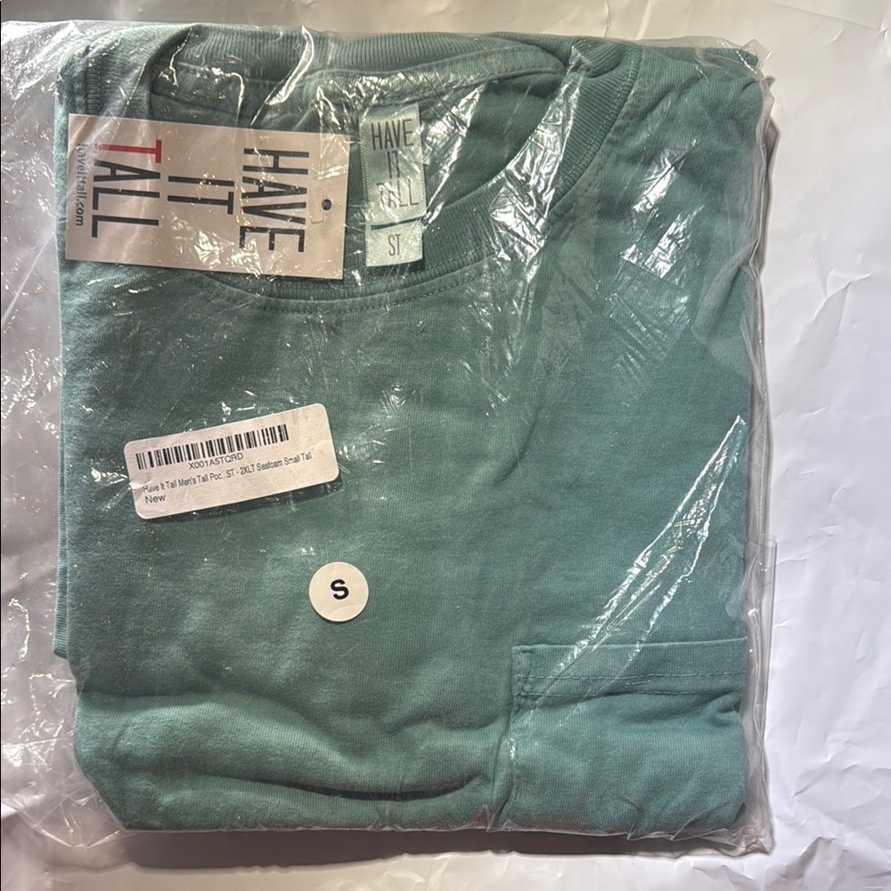 NWT Have It Tall Seafoam Short Sleeve Pocket Crew Neck Tee Basic Casual Size S